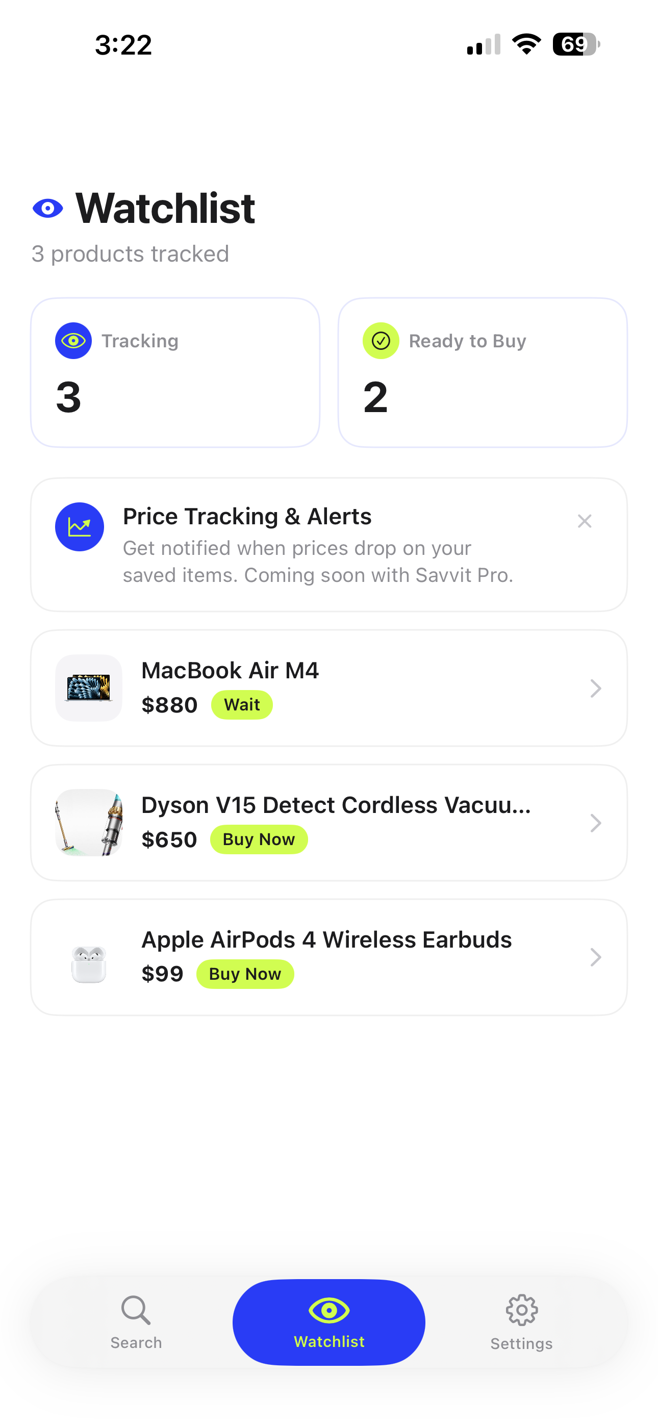 Savvit Watchlist - Track prices and deals